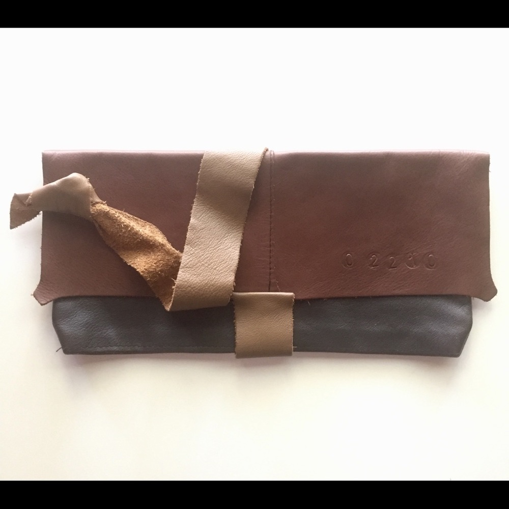 Handmade real leather purse clutch